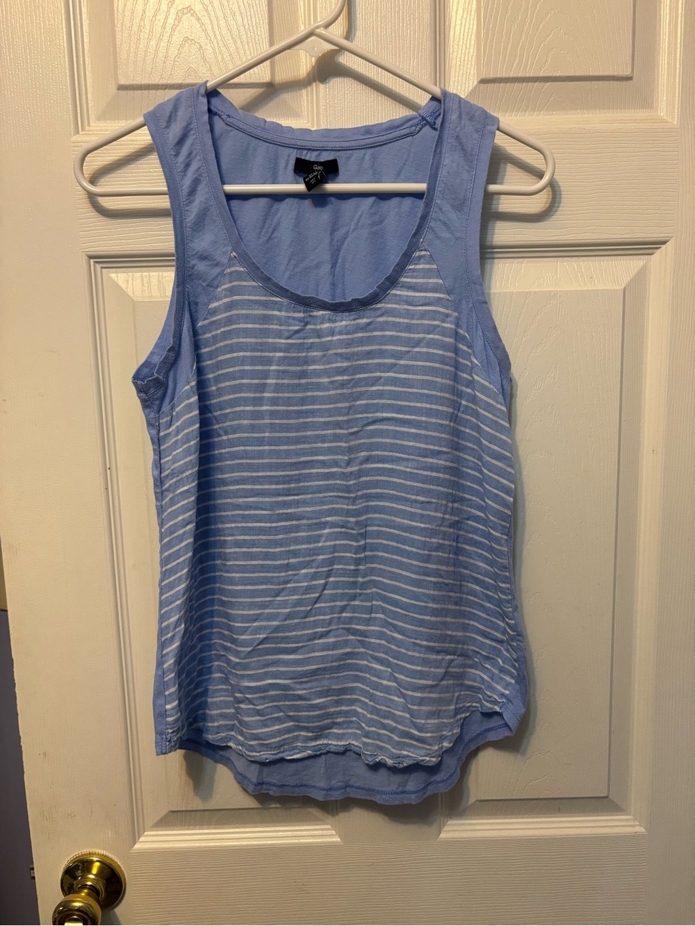 GAP Light Blue & White Striped Sleeveless Tank - Small